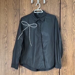 Ina Black Shirt with Rhinestone Detail